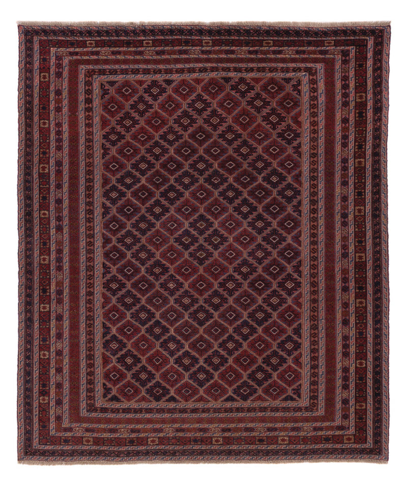 Kelim Teppich - Oriental quadratisch  - 187 x 161 cm - dunkelrot