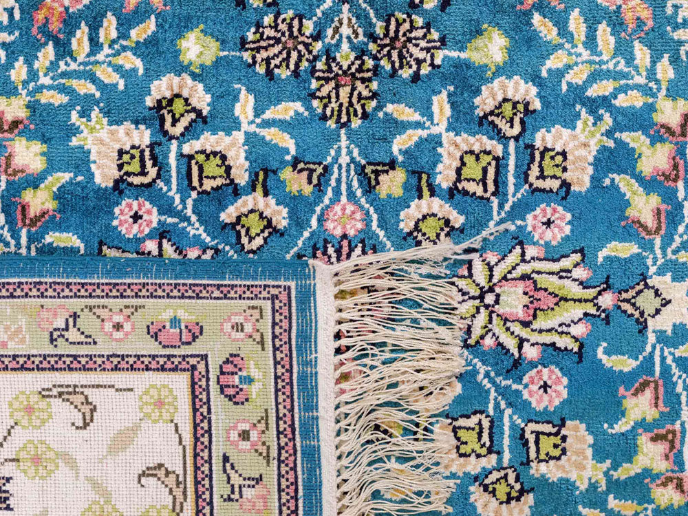 Seidenteppich - China Seide - 242 x 155 cm - petrolblau