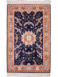 Seidenteppich - China Seide - 123 x 78 cm - dunkelblau