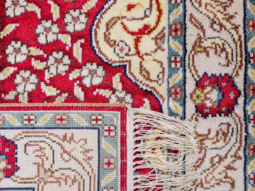 Seidenteppich - China Seide - 89 x 58 cm - hellrot