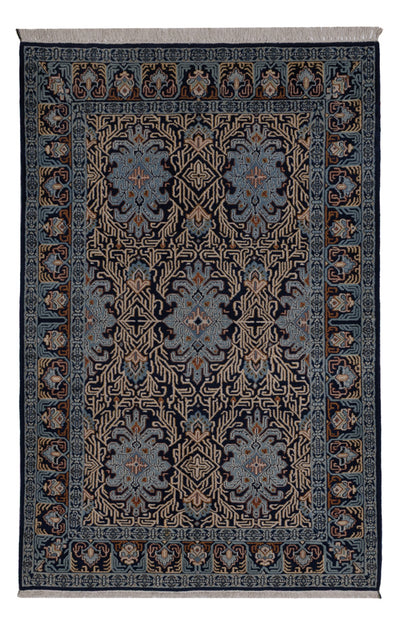 Keshan Teppich 134x208cm - Perserteppich - petrolblau