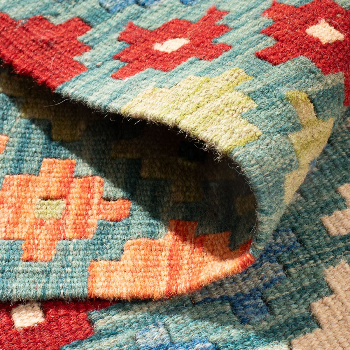 Kelim Teppich - Splash quadratisch  - 88 x 90 cm - mehrfarbig