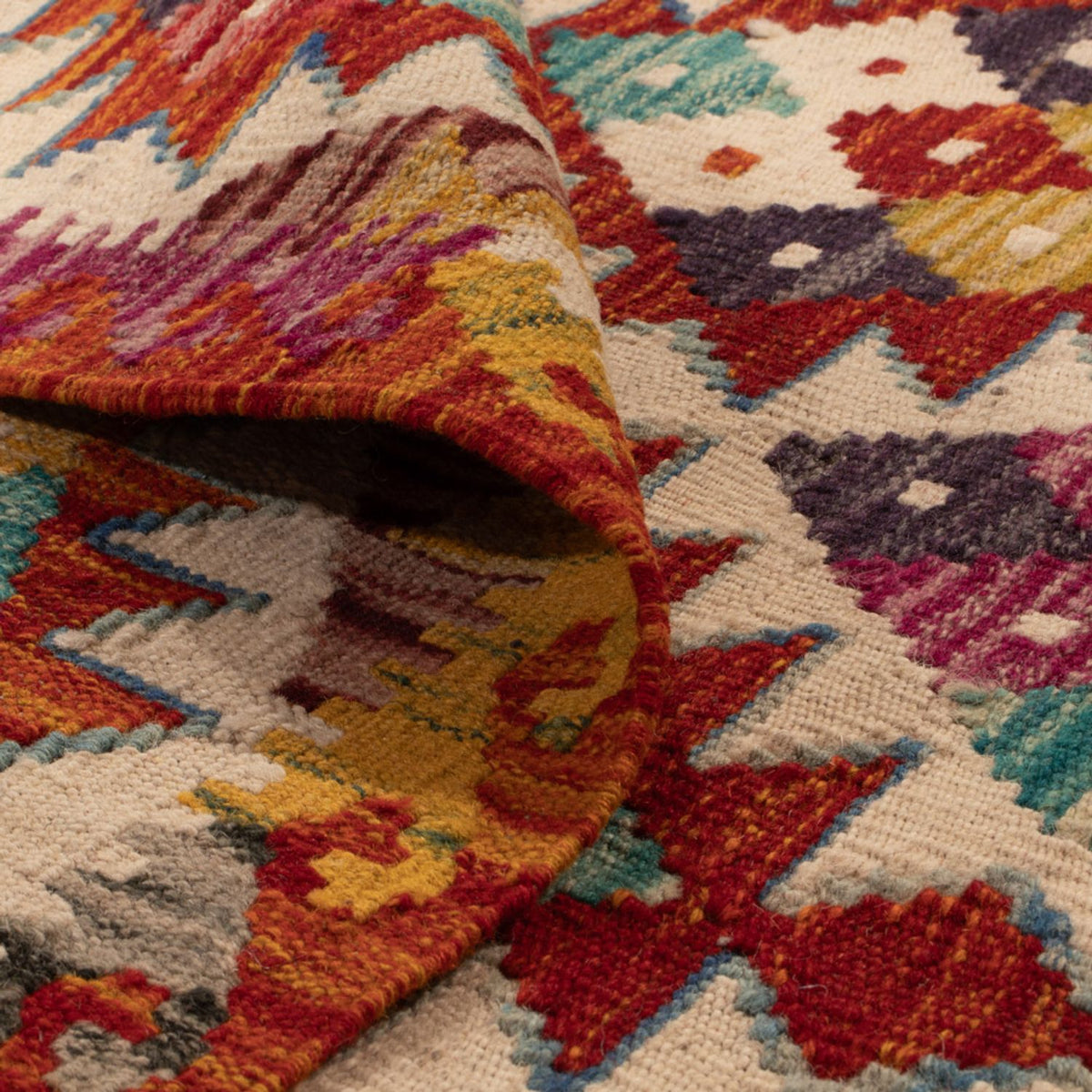 Kelim Teppich - Splash quadratisch  - 152 x 152 cm - mehrfarbig