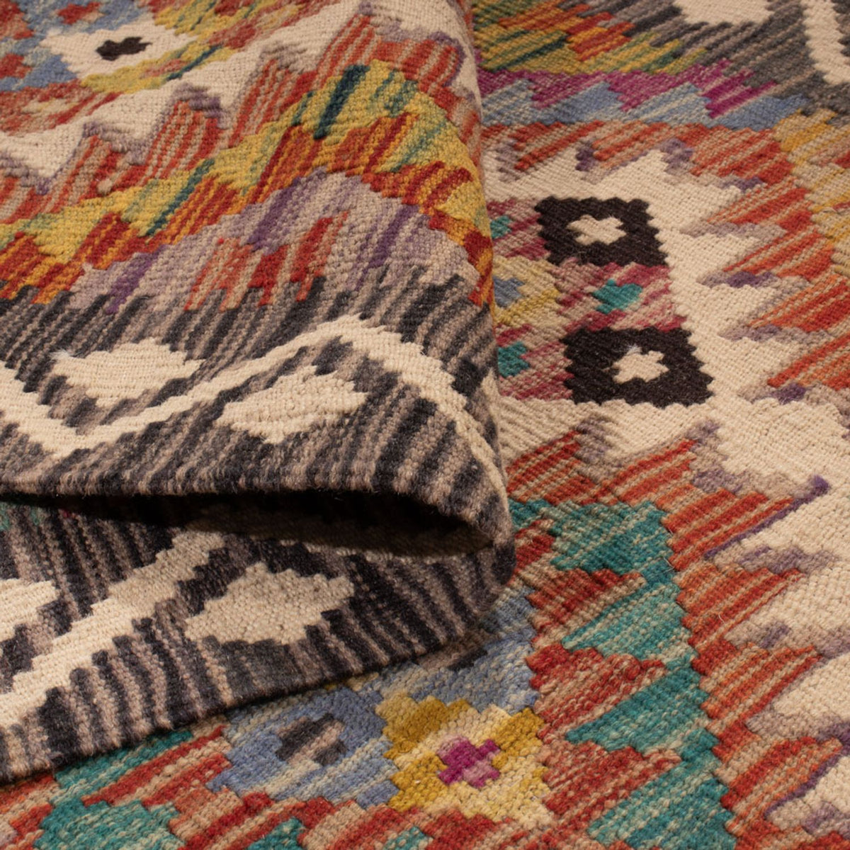 Läufer Kelim - Splash - 295 x 85 cm - mehrfarbig