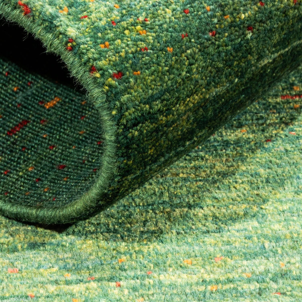 Gabbeh Teppich - Loribaft Perser - 140 x 70 cm - grün