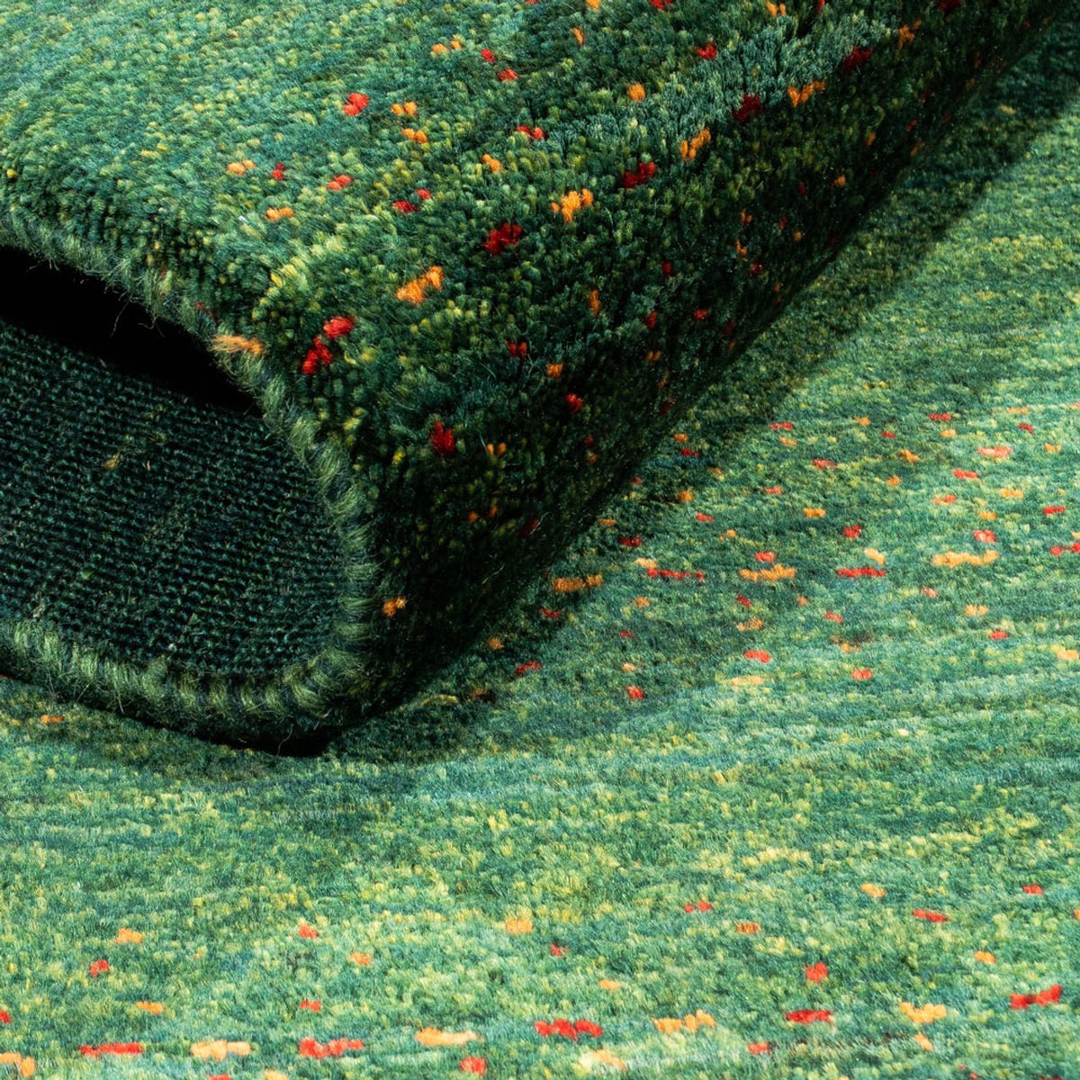 Gabbeh Teppich - Loribaft Perser - 126 x 78 cm - grün