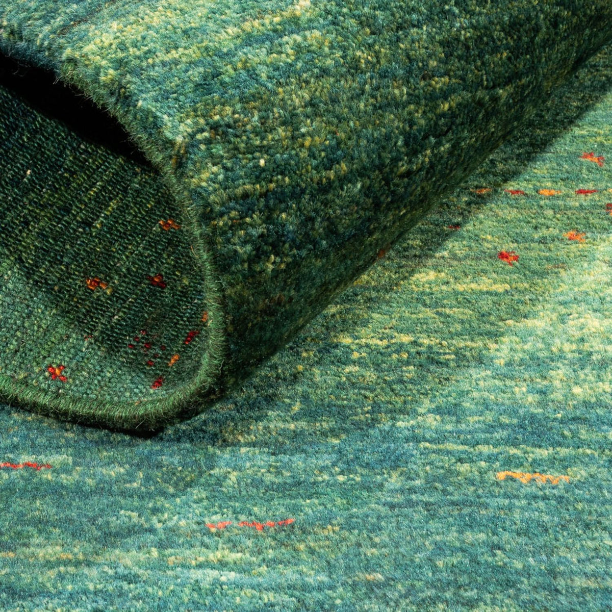 Gabbeh Teppich - Loribaft Perser - 126 x 84 cm - grün