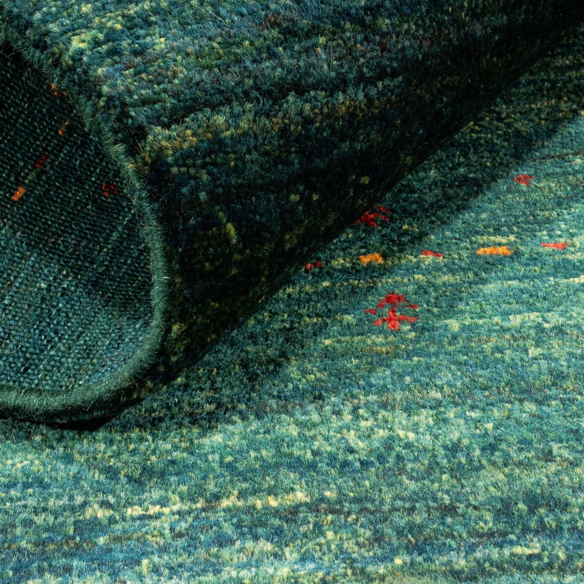 Gabbeh Teppich - Loribaft Perser - 125 x 82 cm - grün