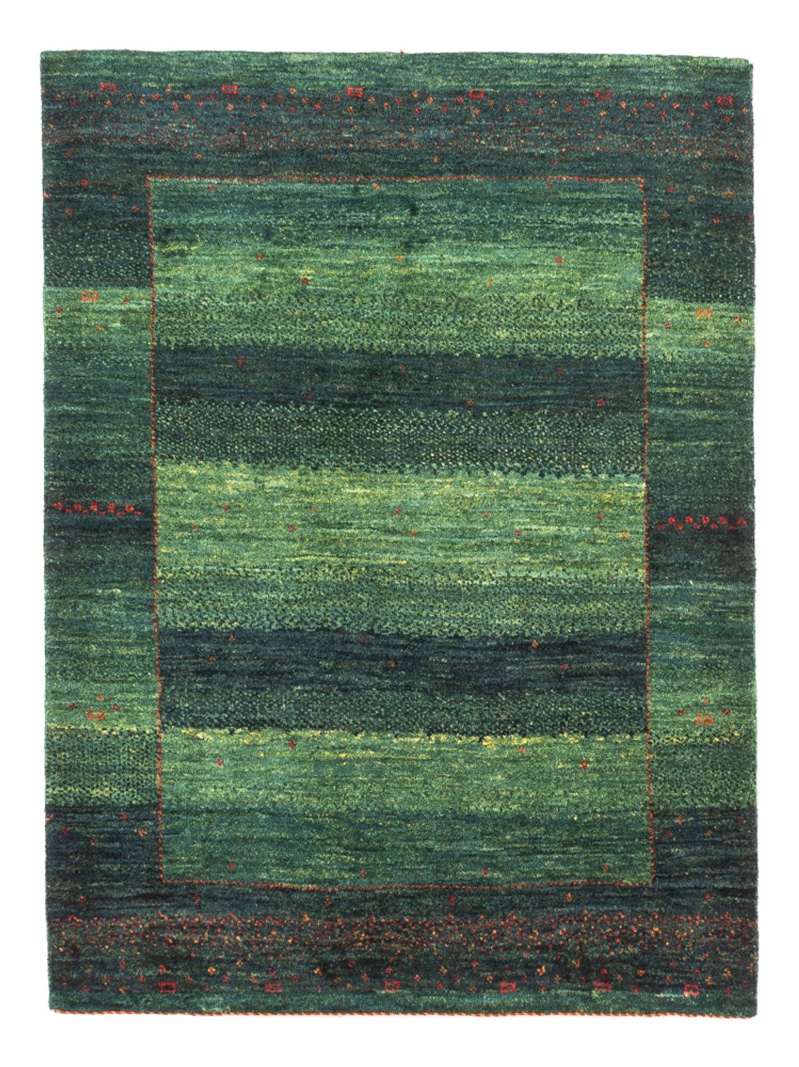 Gabbeh Teppich - Loribaft Perser - 110 x 86 cm - grün