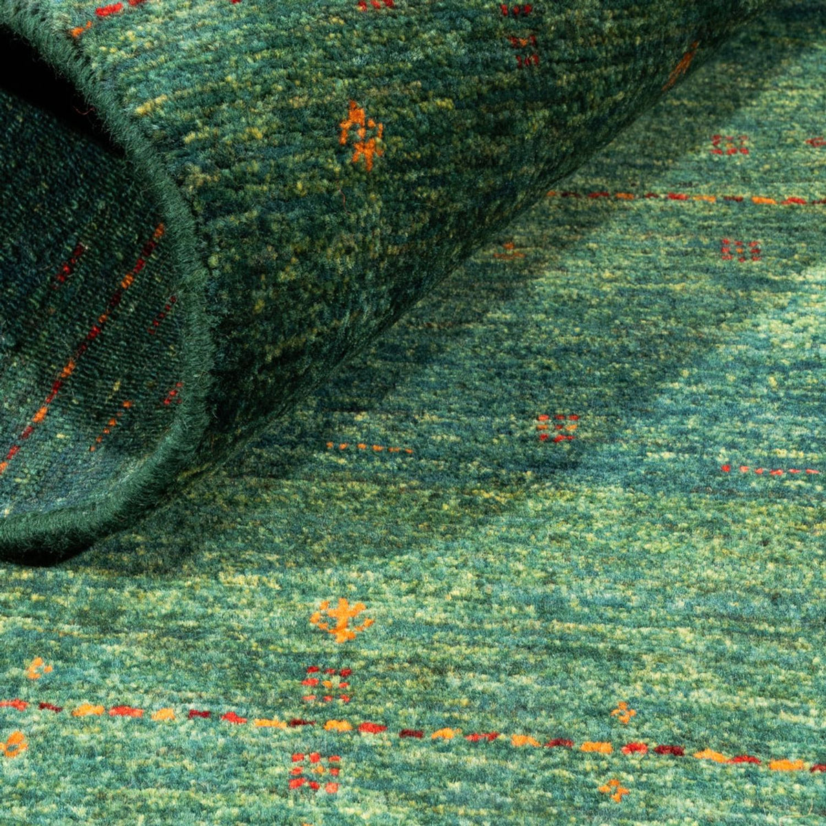 Gabbeh Teppich - Loribaft Perser - 127 x 82 cm - grün