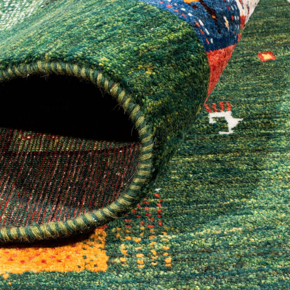 Gabbeh Teppich - Loribaft Perser - 244 x 176 cm - grün