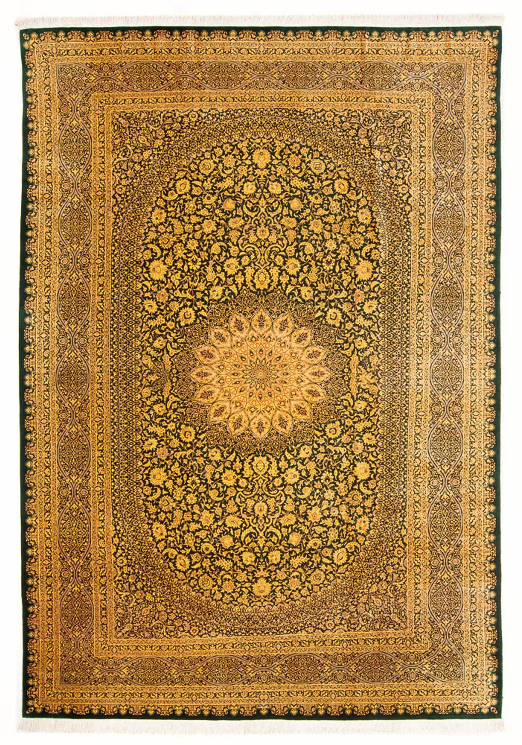 Seidenteppich - Ghom Seide - Premium - 294 x 196 cm - olivgrün