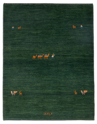 Gabbeh Teppich - Perser - 151 x 104 cm - dunkelgrün