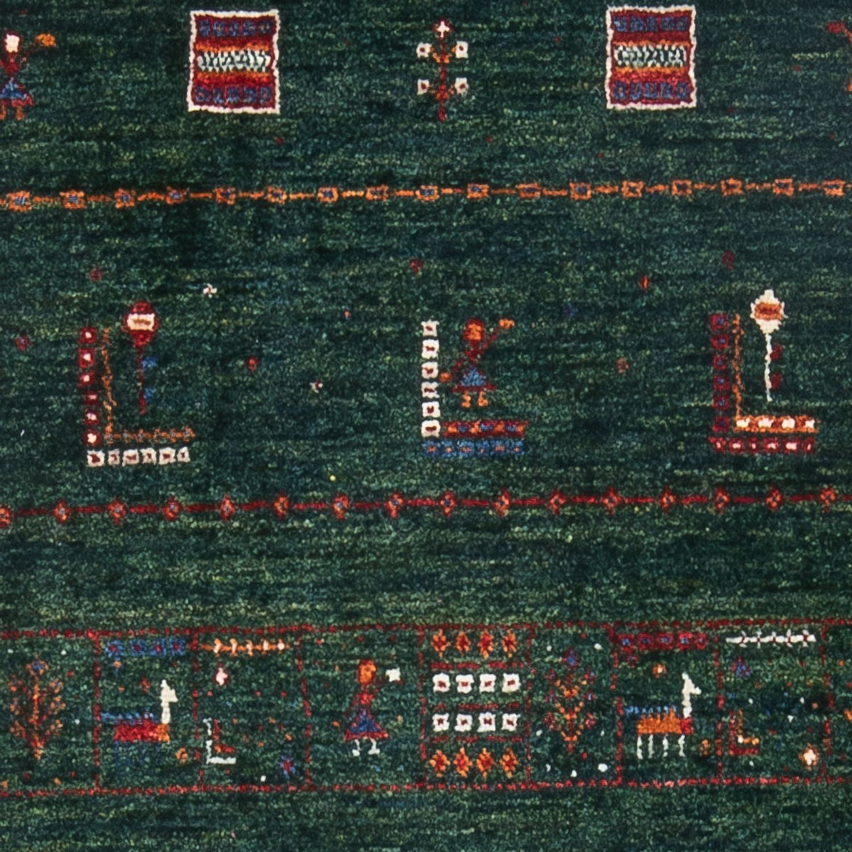 Gabbeh Teppich - Loribaft Perser - 136 x 85 cm - dunkelgrün