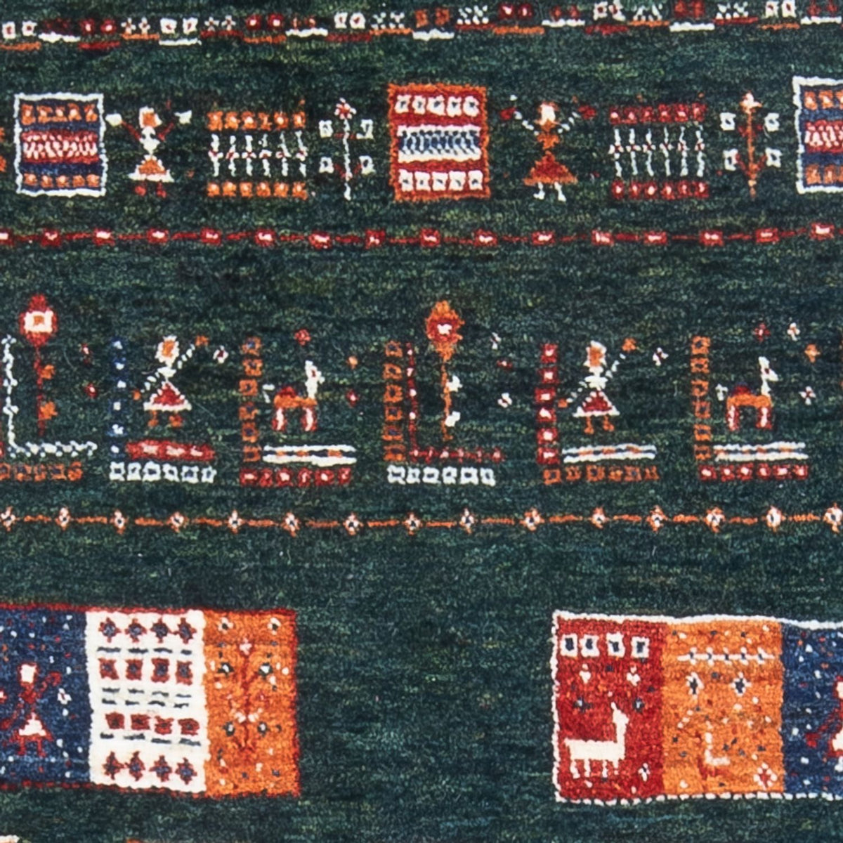 Gabbeh Teppich - Loribaft Perser - 135 x 85 cm - dunkelgrün