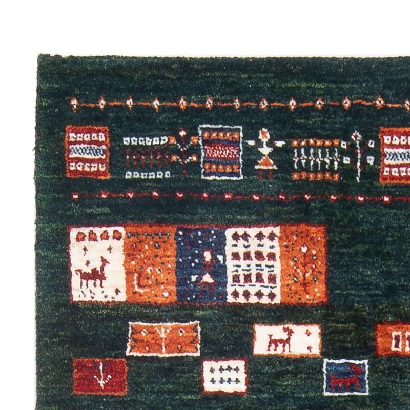 Gabbeh Teppich - Loribaft Perser - 135 x 85 cm - dunkelgrün