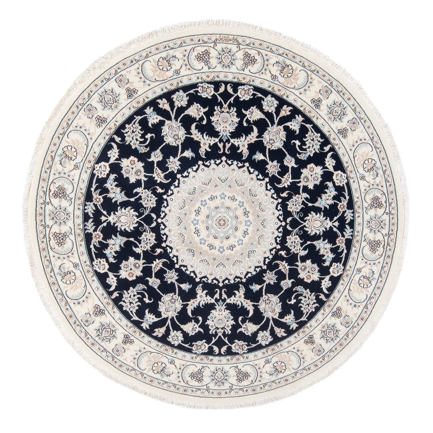 Perserteppich - Nain - Premium rund  - 150 x 150 cm - dunkelblau