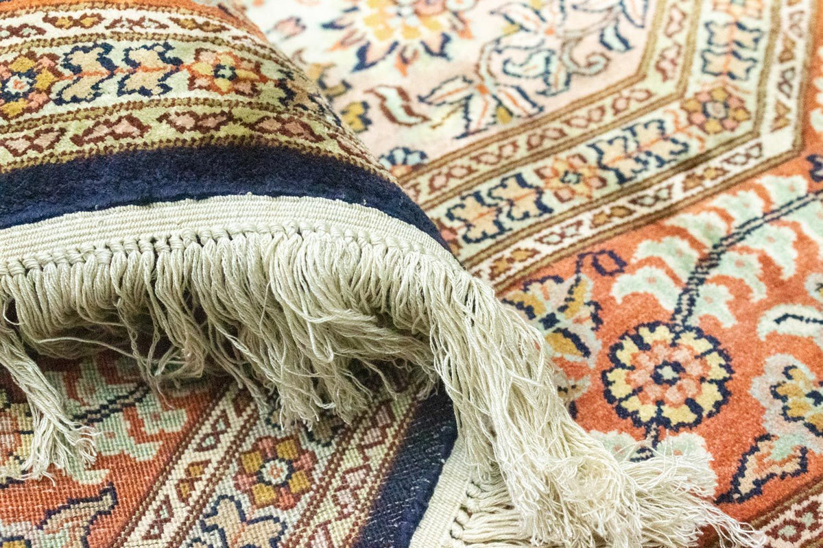 Seidenteppich - Kaschmir Seide sonderform  - 127 x 125 cm - blau