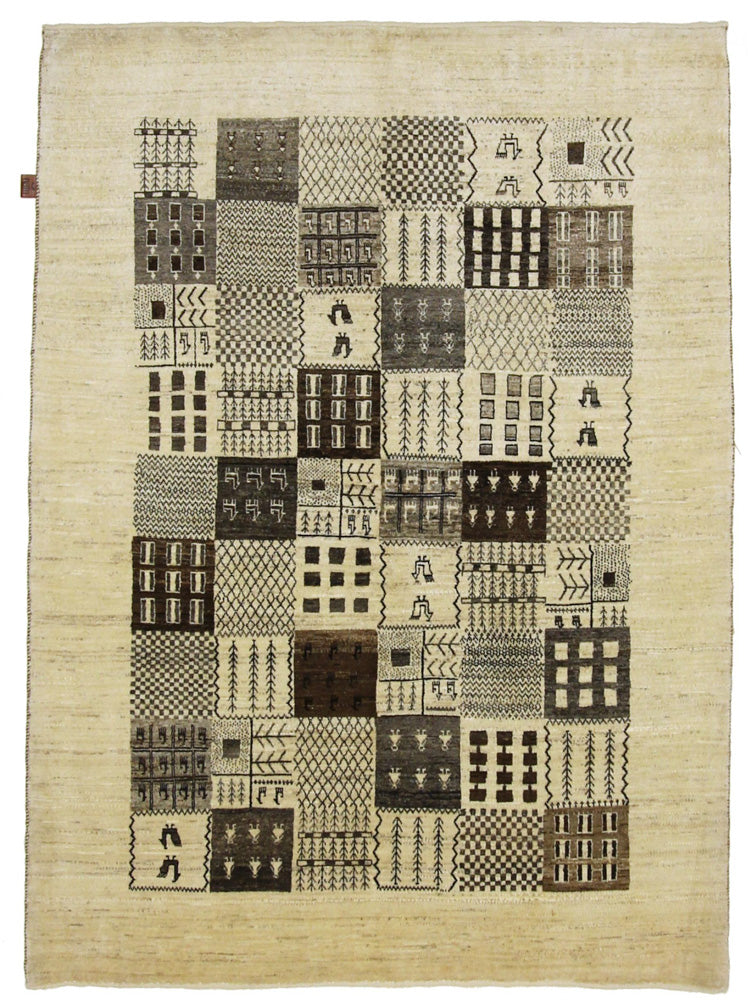 Gabbeh Teppich - Loribaft Indus - 206 x 152 cm - dunkelbeige