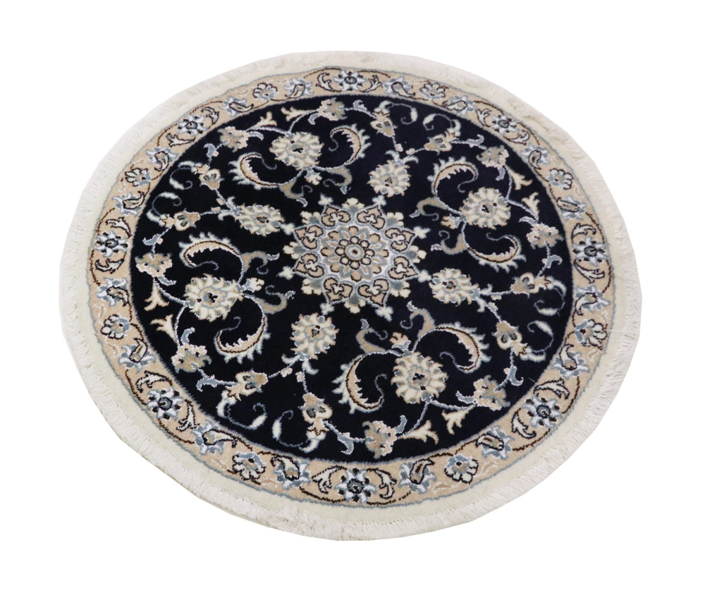 Quadratischer Perser - Nain - 100 x 100 cm - dunkelblau