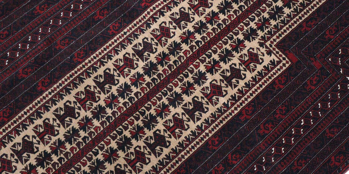 Afghan Teppich 150 x 95 cm - dunkelrot