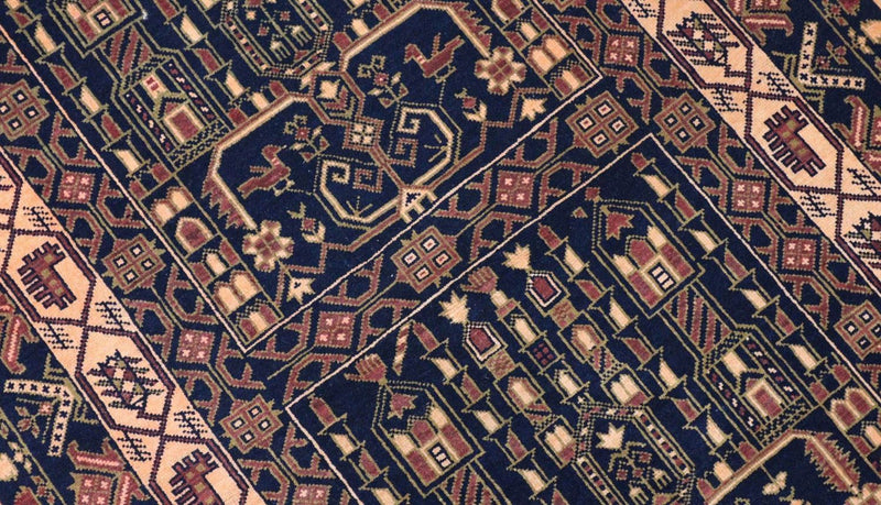 Afghan Teppich 142 x 96 cm - dunkelblau