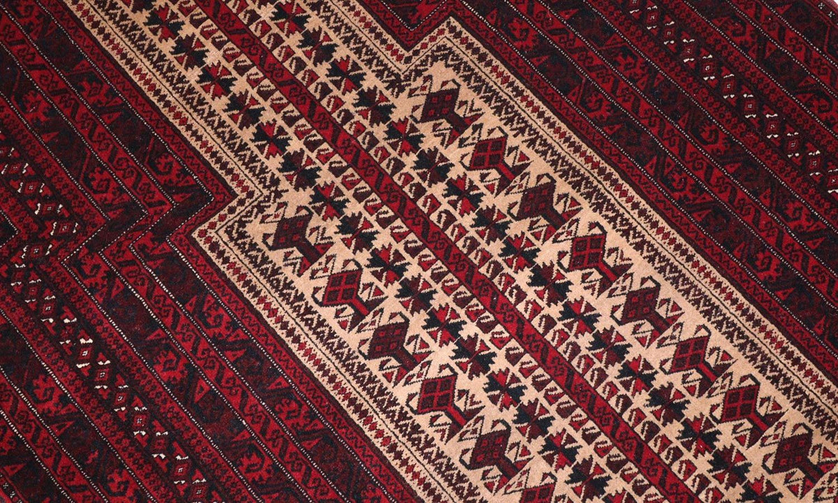 Afghan Teppich 150 x 95 cm - dunkelrot