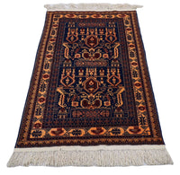 Afghan Teppich 144 x 95 cm - dunkelblau