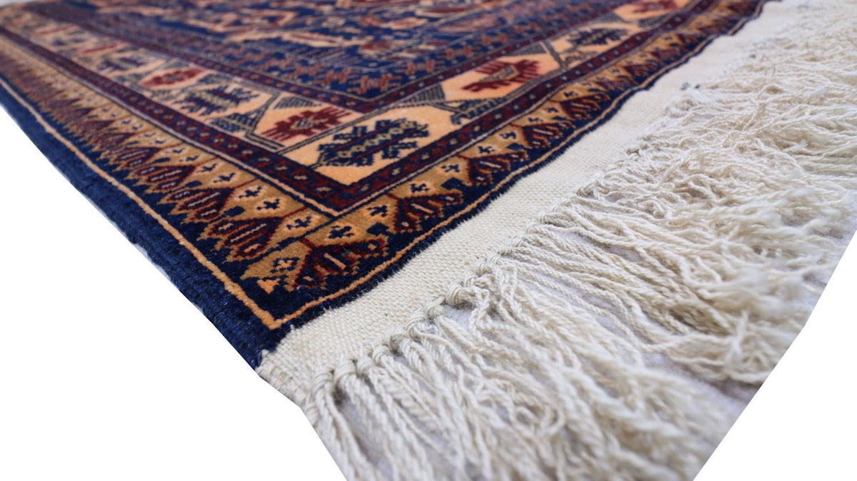 Afghan Teppich 144 x 95 cm - dunkelblau