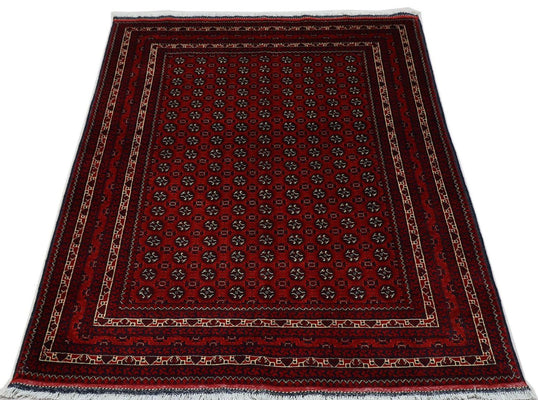 Afghan Teppich 196 x 147 cm - dunkelrot