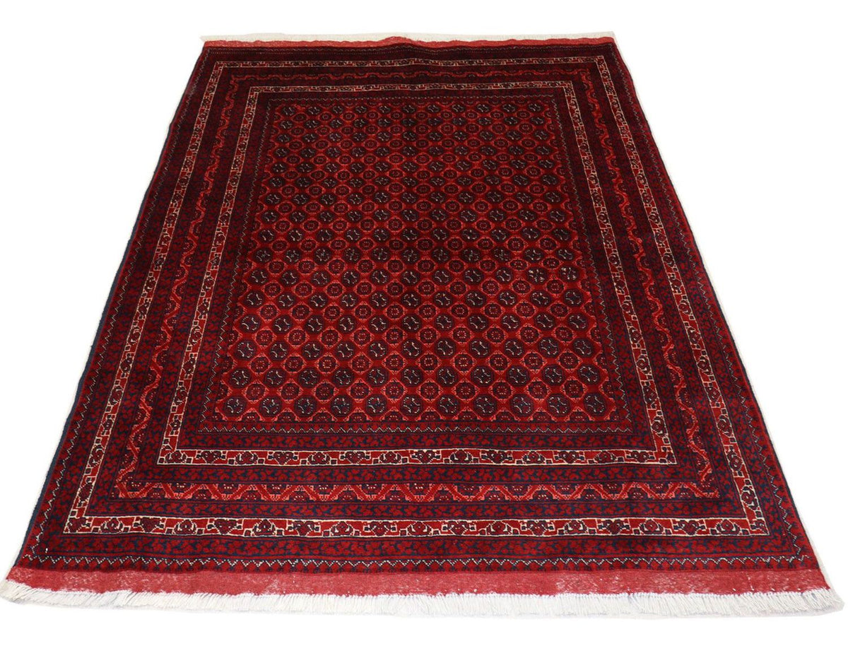 Afghan Teppich 195 x 151 cm - dunkelrot