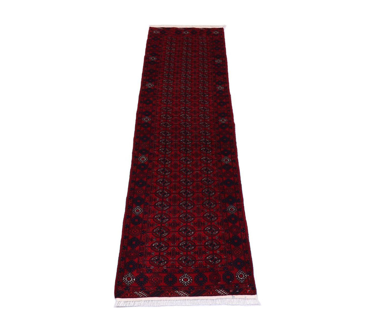Afghan Teppich 278 x 83 cm - dunkelrot