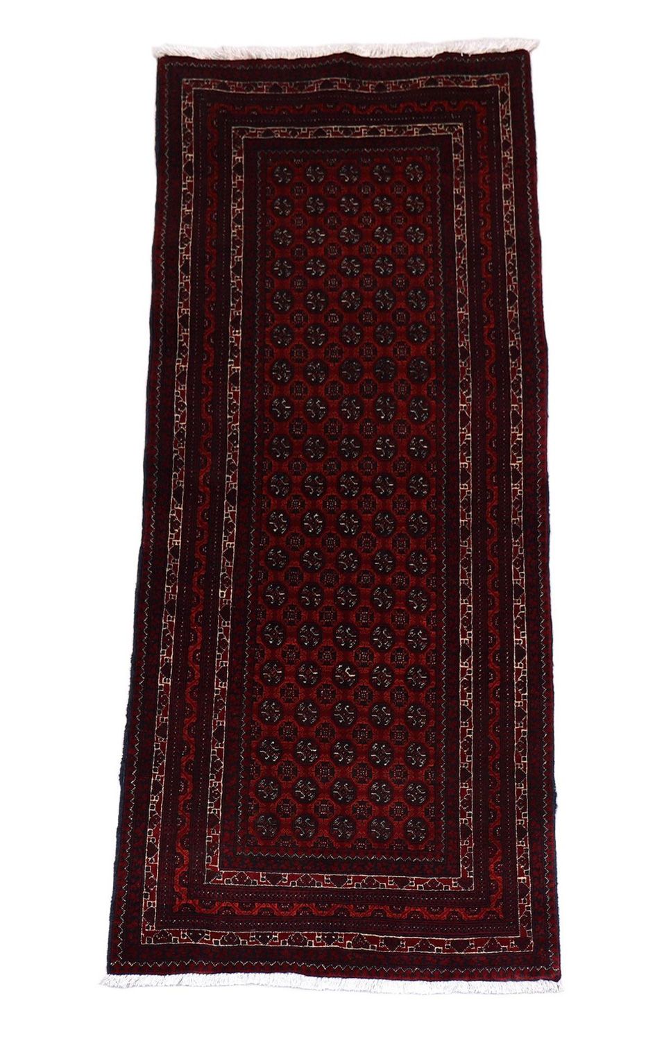 Afghan Teppich 196 x 79 cm - dunkelrot