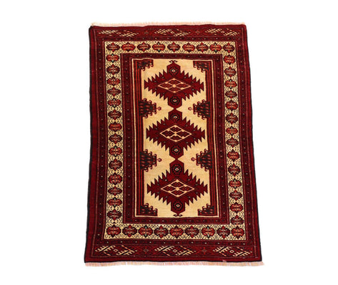 Afghan Teppich 127 x 89 cm - dunkelrot