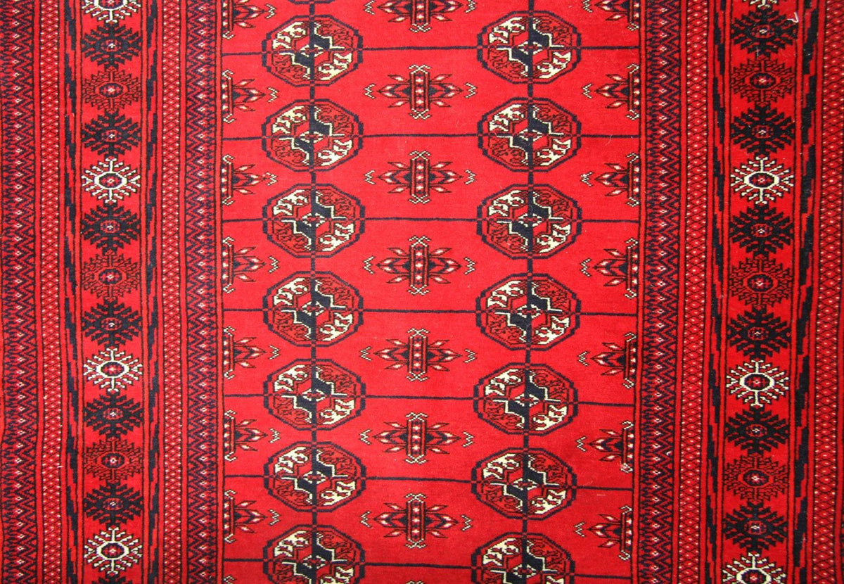 Afghan Teppich - Buchara 352 x 96 cm - rot