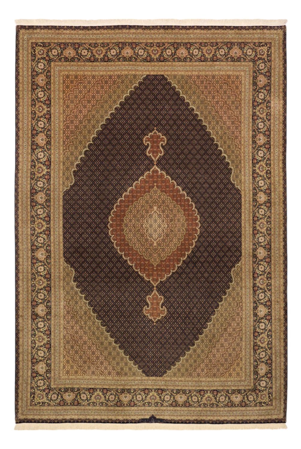 Perserteppich - Täbriz - Royal - Seidenkette - 362 x 251 cm - dunkelbeige
