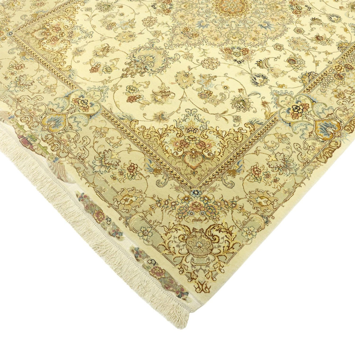 Perserteppich - Täbriz - Premium - Seidenkette - 206 x 145 cm - beige