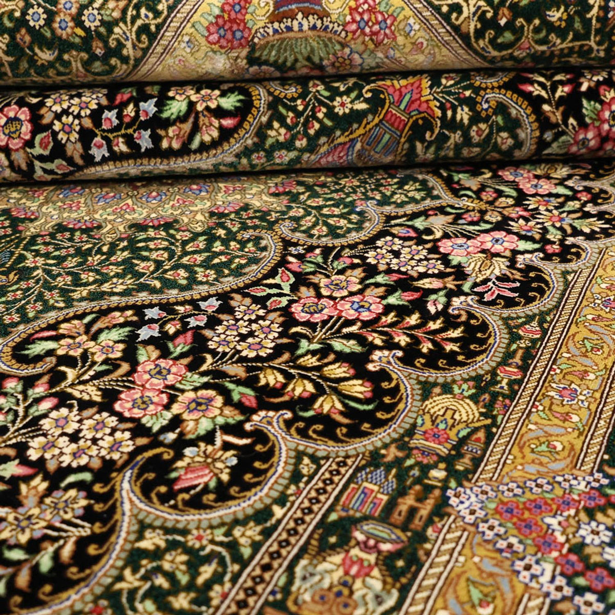 Perserteppich - Ghom - Royal - 156 x 99 cm - dunkelbeige