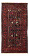 Belutsch Teppich 107x200cm - Orientteppich - Läufer / Dunkelrot / 107 x 200 cm Läufer