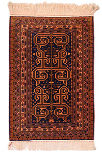 Afghan Teppich 132 x 98 cm - dunkelblau