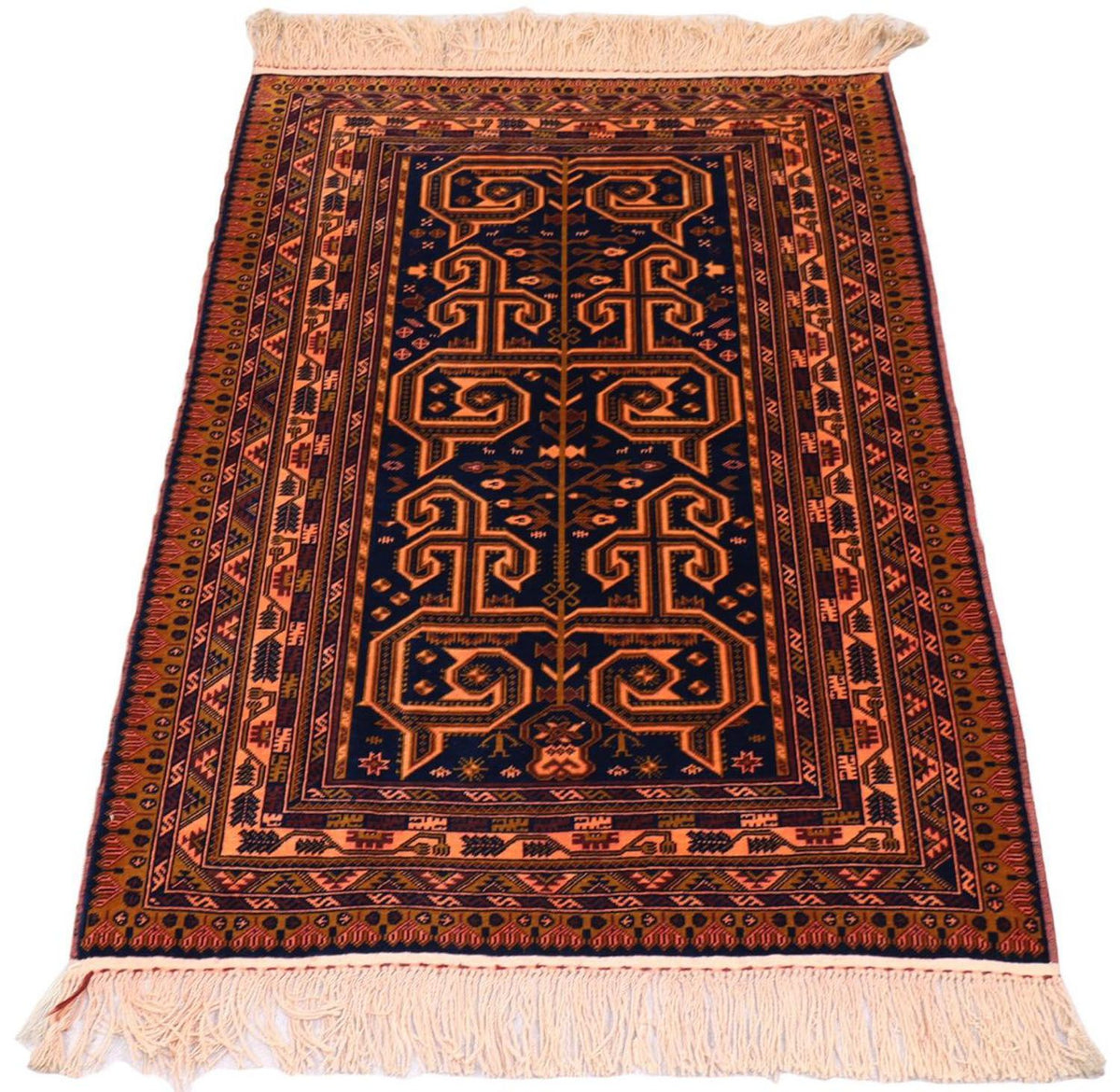 Afghan Teppich 98 x 132 cm - dunkelblau
