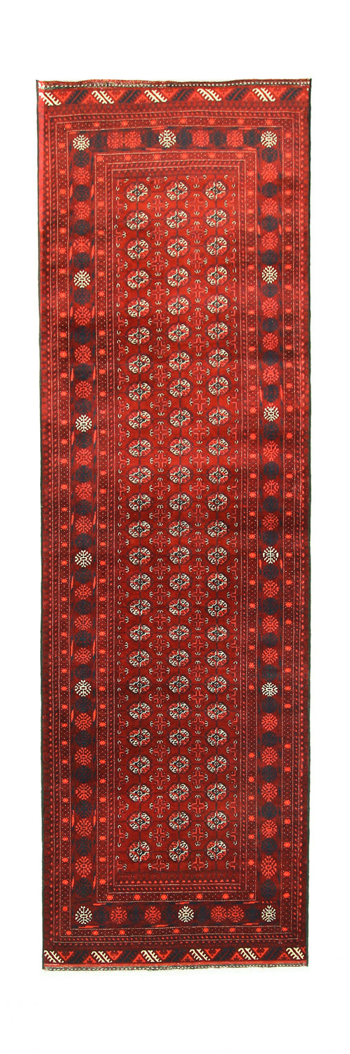 Afghan Teppich - Buchara 294 x 84 cm - dunkelrot