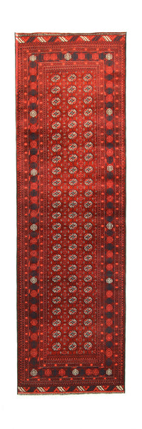 Afghan Teppich - Buchara 294 x 84 cm - dunkelrot
