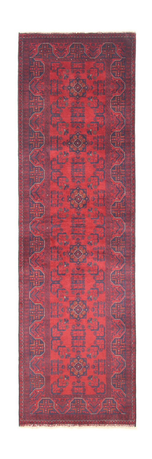 Afghan Teppich - Kunduz 287 x 83 cm - dunkelrot