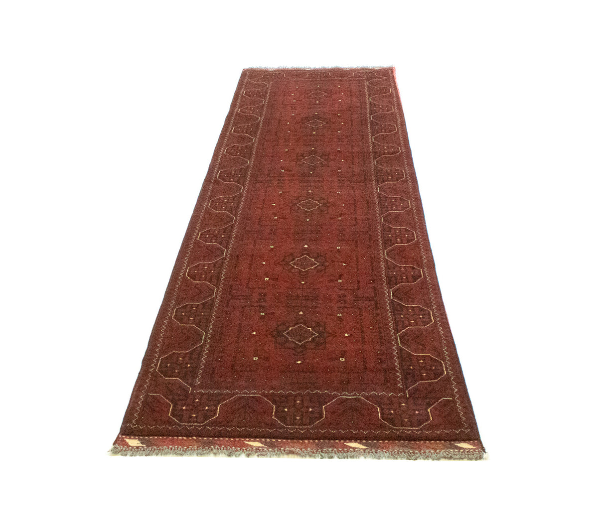Afghan Teppich - Kunduz 302 x 78 cm - rot
