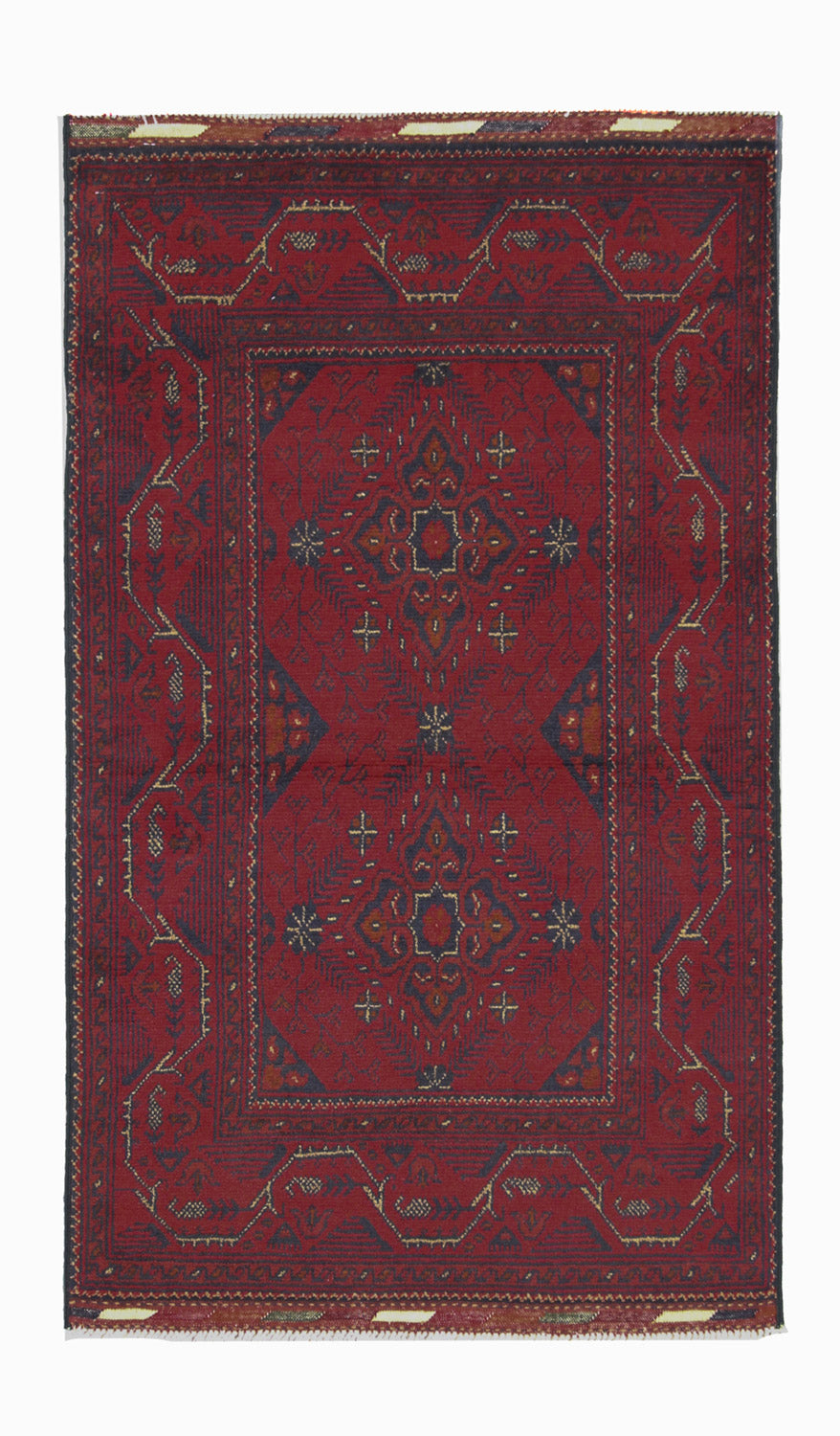 Afghan Teppich - Kunduz 123 x 75 cm - dunkelrot