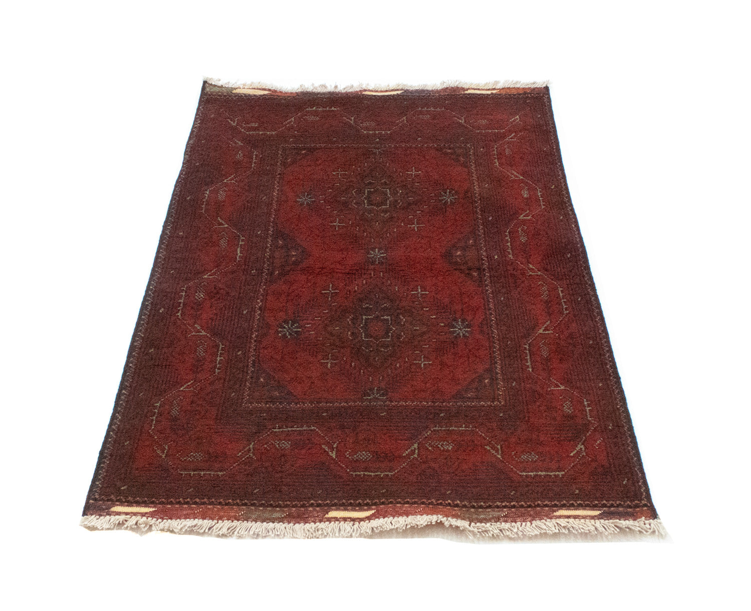 Afghan Teppich - Kunduz 123 x 75 cm - dunkelrot