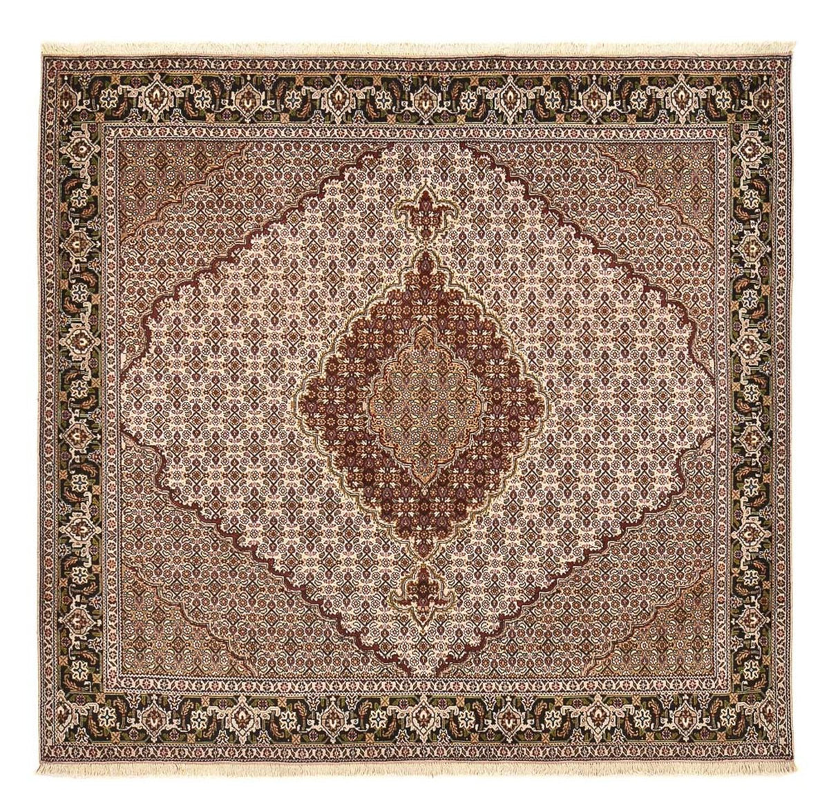 Perserteppich - Täbriz - Royal quadratisch  - 202 x 196 cm - hellbraun