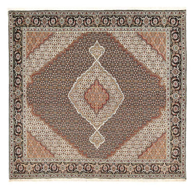 Täbriz - 40 Raj Teppich 200x204cm - Perserteppich - braun