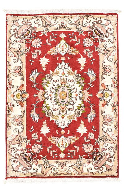 Täbriz - 50 Raj Teppich 58x90cm - Perserteppich - rot